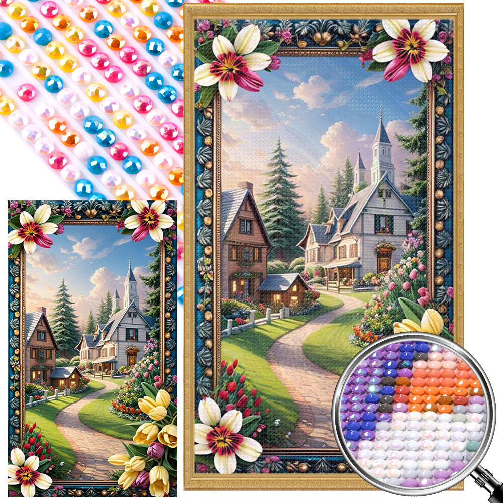 AB Diamond Painting - Full Round - Garden house with picture frame (40*70CM)