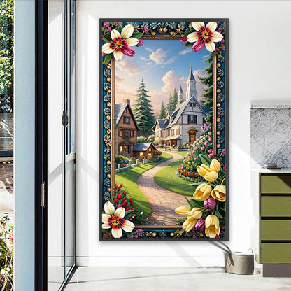AB Diamond Painting - Full Round - Garden house with picture frame (40*70CM)