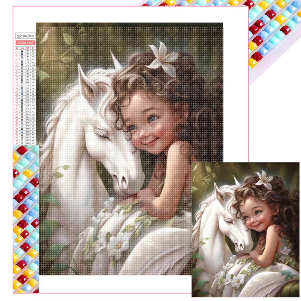 Diamond Painting - Full Square - little girl and horse (40*50CM)