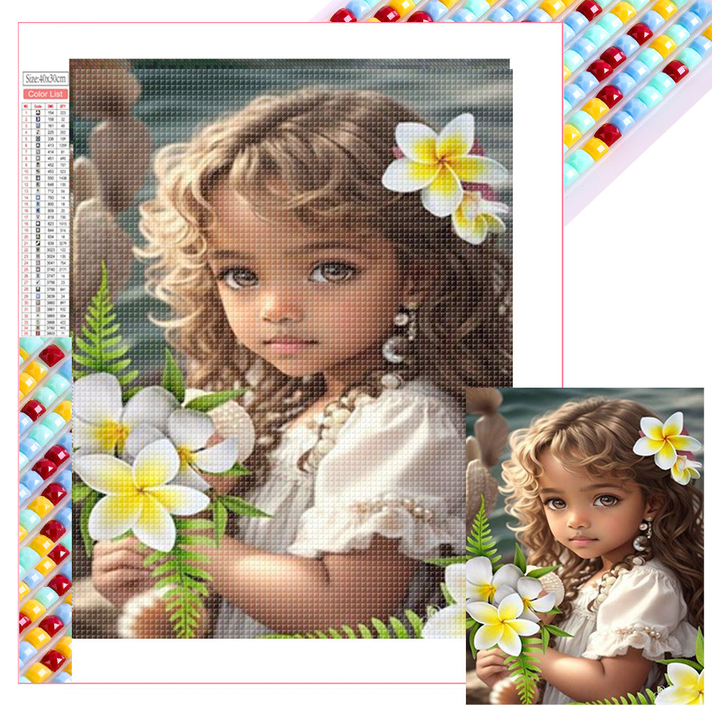 Diamond Painting - Full Square - girl with flowers (30*40CM)