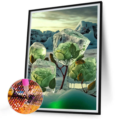 Diamond Painting - Full Round - frozen green rose (30*40CM)
