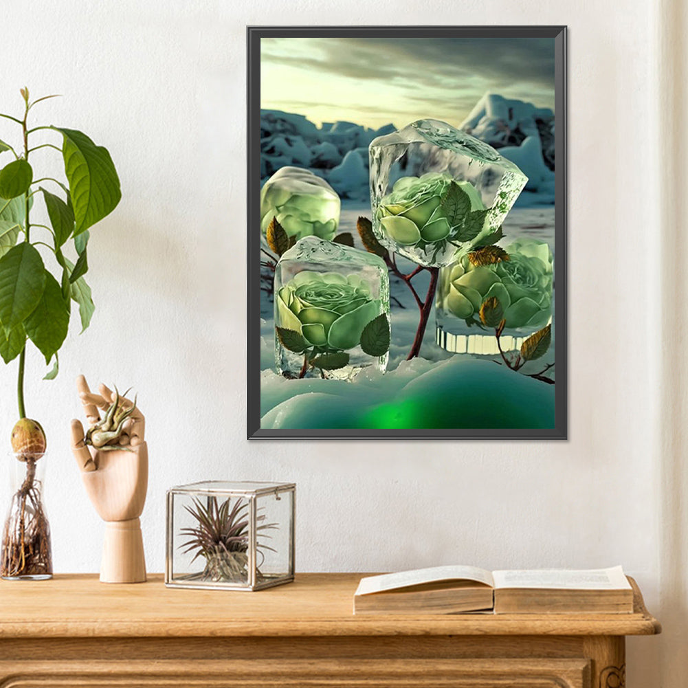 Diamond Painting - Full Round - frozen green rose (30*40CM)