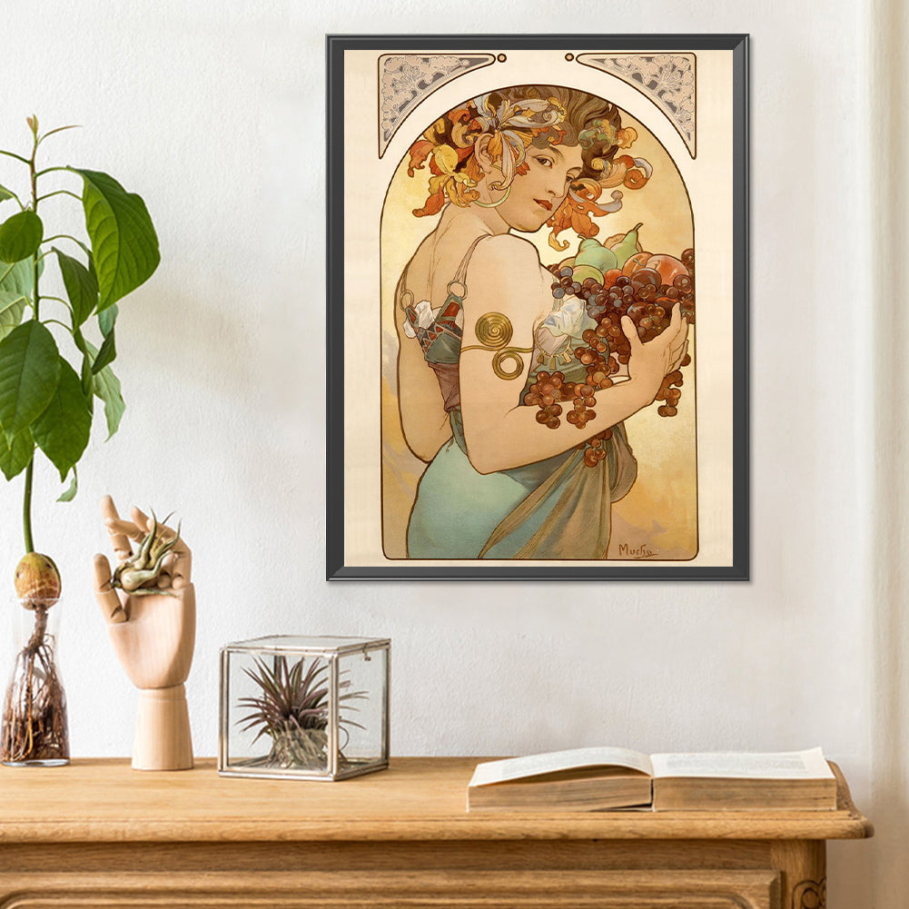 Diamond Painting - Full Round - Mucha girl (30*40CM)