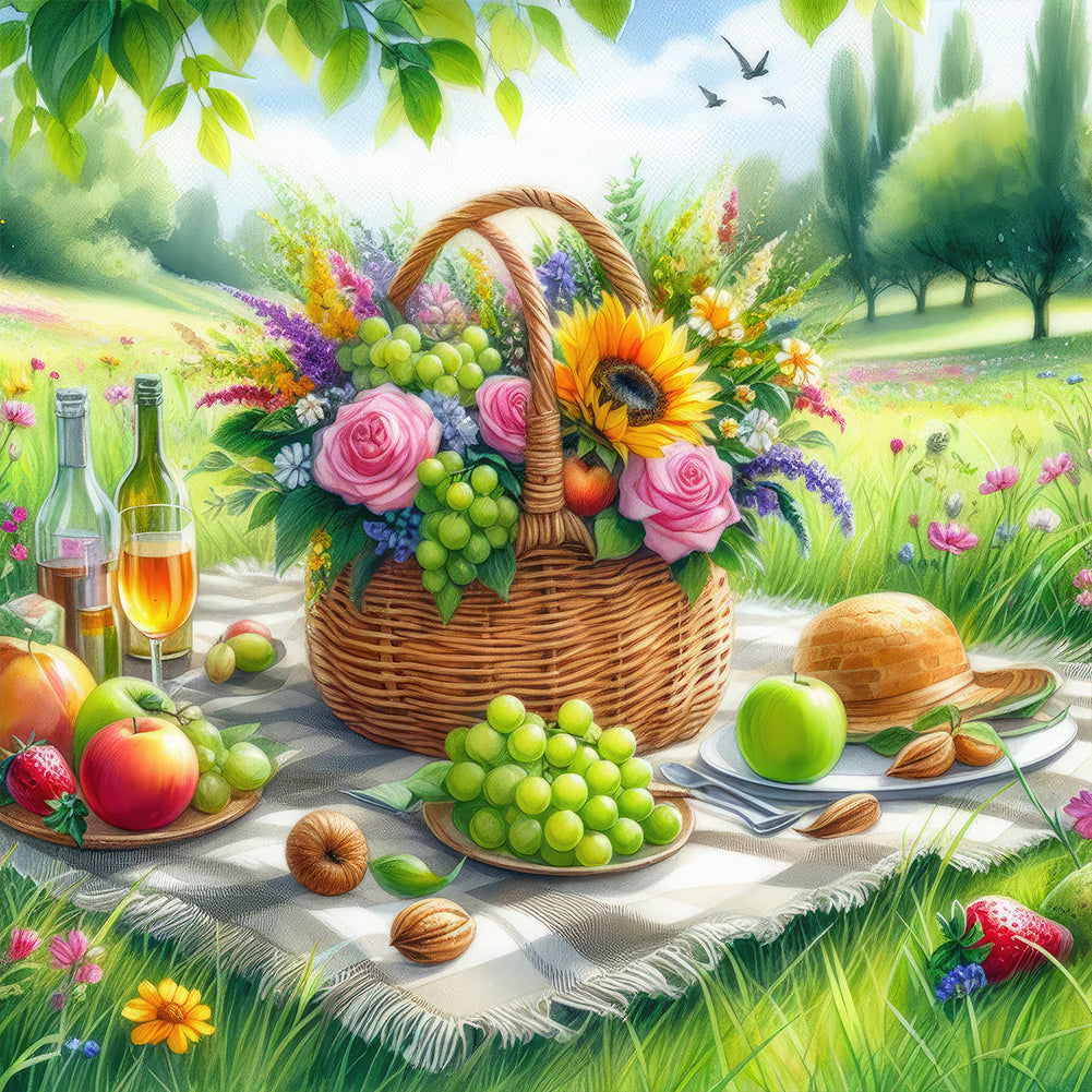 Diamond Painting - Full Round - Spring outdoor flowers and fruits (30*30CM)