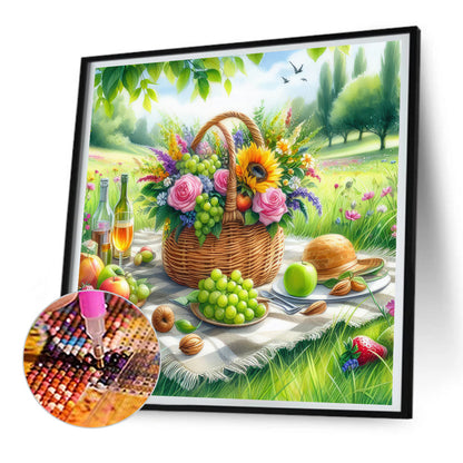 Diamond Painting - Full Round - Spring outdoor flowers and fruits (30*30CM)