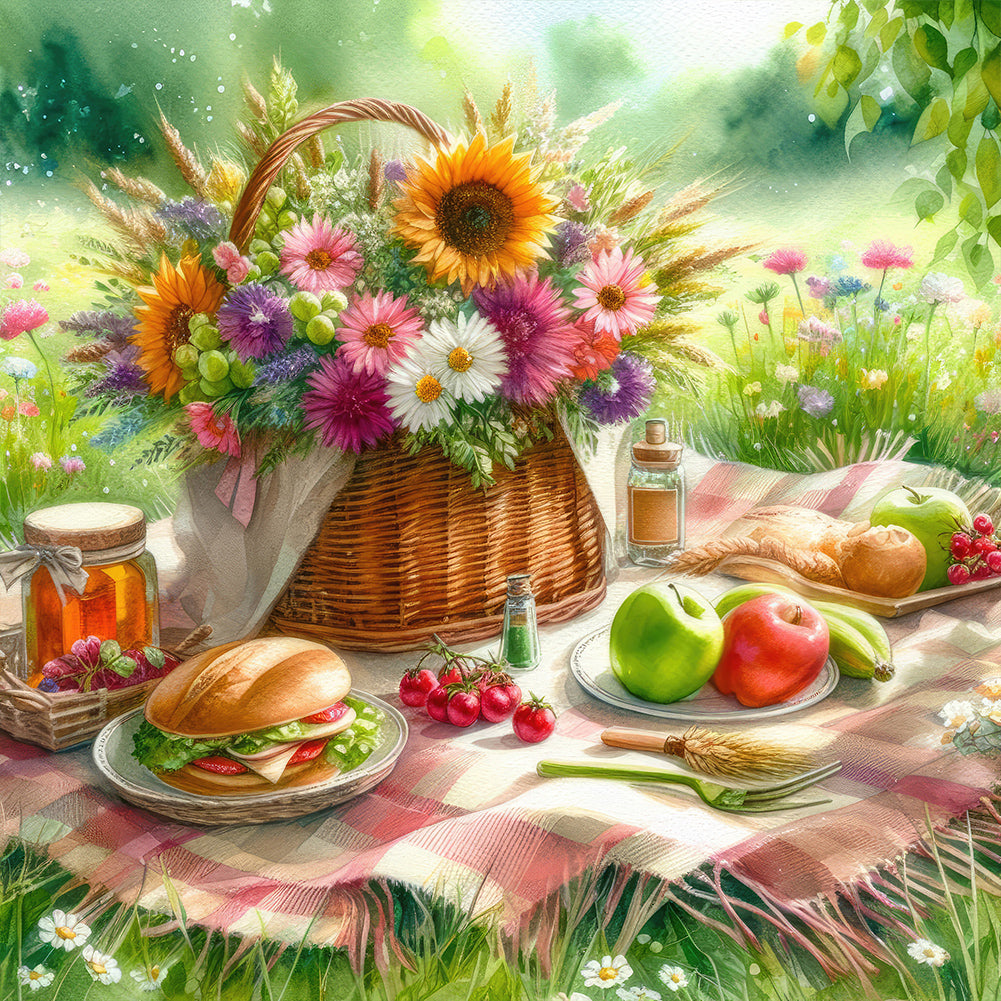 Diamond Painting - Full Round - Spring outdoor flowers and fruits (30*30CM)
