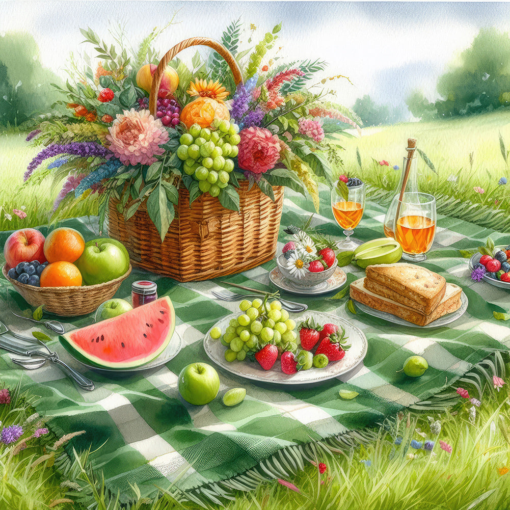Diamond Painting - Full Round - Spring outdoor flowers and fruits (30*30CM)