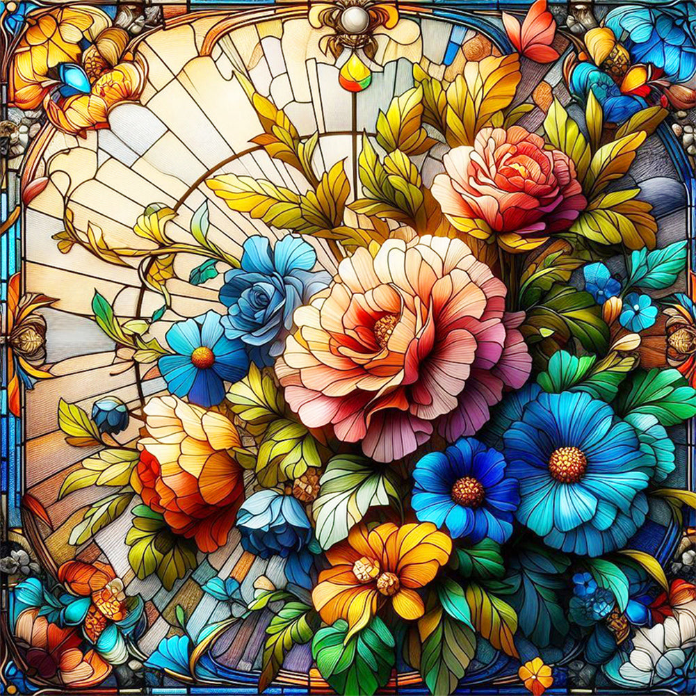 Diamond Painting - Full Round - glass art bouquet (30*30CM)