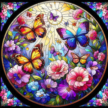 Load image into Gallery viewer, Diamond Painting - Full Round - glass art butterflies and flowers (30*30CM)
