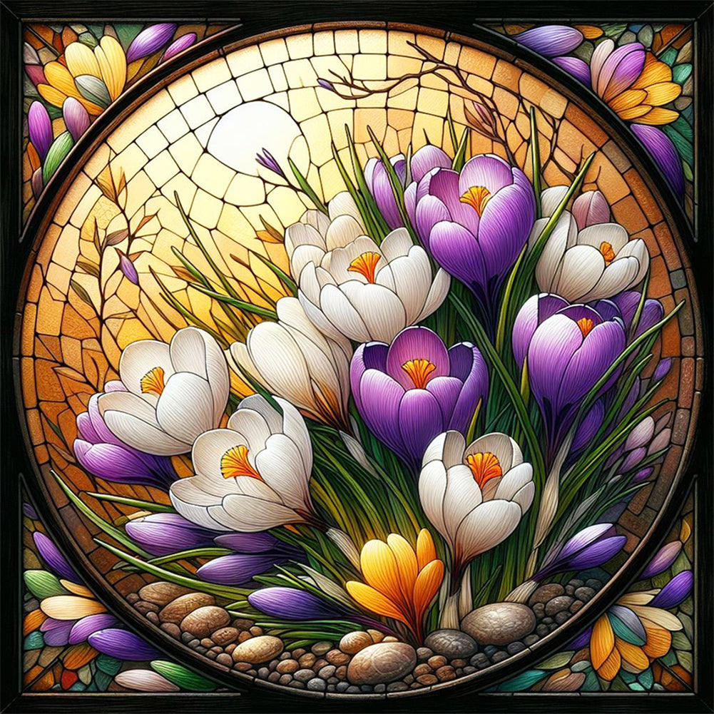 Diamond Painting - Full Round - glass art magnolia (30*30CM)