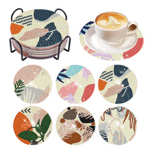 Load image into Gallery viewer, 6 Pcs Diamond Art Coasters Diamond Art Painting Coasters Kit with Holder (Leaf)
