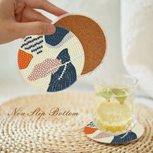 Load image into Gallery viewer, 6 Pcs Diamond Art Coasters Diamond Art Painting Coasters Kit with Holder (Leaf)
