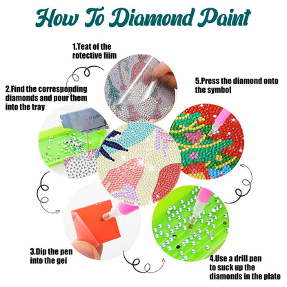 6 Pcs Diamond Art Coasters Diamond Art Painting Coasters Kit with Holder (Leaf)