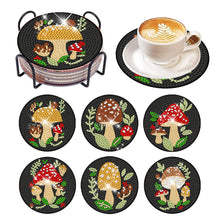Load image into Gallery viewer, 6Pcs Diamond Art Coaster Diamond Art Painting Coaster Kit with Holder (Mushroom)
