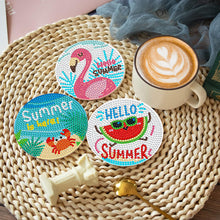 Load image into Gallery viewer, 8 Pcs Diamond Art Coaster Diamond Art Painting Coaster Kit with Holder (Summer)
