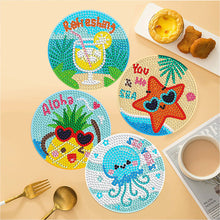 Load image into Gallery viewer, 8 Pcs Diamond Art Coaster Diamond Art Painting Coaster Kit with Holder (Summer)
