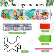 Load image into Gallery viewer, 8 Pcs Diamond Art Coaster Diamond Art Painting Coaster Kit with Holder (Summer)
