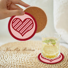Load image into Gallery viewer, 8Pcs Diamond Art Painting Coasters Craft Kit with Holder for Gift (Pink Heart)
