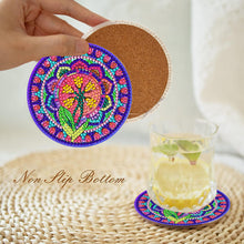 Load image into Gallery viewer, 8Pcs Diamond Art Painting Coasters Craft Kit with Holder for Gift (Color Flower)
