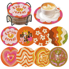 Load image into Gallery viewer, 8Pcs Diamond Art Painting Coasters Craft Kit with Holder for Gift (Fractal Art)
