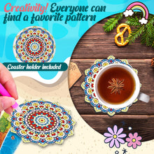 Load image into Gallery viewer, 8 Pcs Diamond Art Coaster Diamond Painting Coaster with Holder (Mandala Flower)
