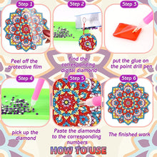 Load image into Gallery viewer, 8 Pcs Diamond Art Coaster Diamond Painting Coaster with Holder (Mandala Flower)
