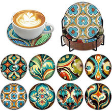 Load image into Gallery viewer, 8Pcs Diamond Art Coaster Diamond Painting Coaster with Holder (Marigold Pattern)
