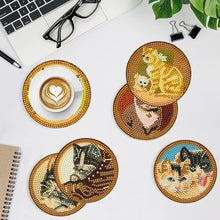 Load image into Gallery viewer, 8Pcs Diamond Art Painting Coasters Craft Kit with Holder for Gift (Farm Cat)
