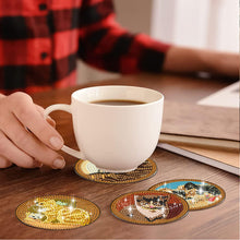 Load image into Gallery viewer, 8Pcs Diamond Art Painting Coasters Craft Kit with Holder for Gift (Farm Cat)
