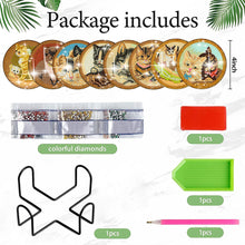 Load image into Gallery viewer, 8Pcs Diamond Art Painting Coasters Craft Kit with Holder for Gift (Farm Cat)
