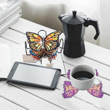Load image into Gallery viewer, 10 Pcs Butterfly Special Shaped DIY Diamond Art Coasters Kit Crafts with Holder
