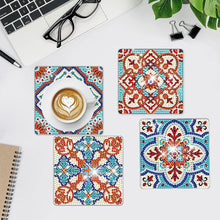 Load image into Gallery viewer, 6 Pcs Square Flower Diamond Art Coasters Diamond Art Coasters Crafts with Holder
