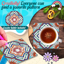 Load image into Gallery viewer, 6 Pcs Square Flower Diamond Art Coasters Diamond Art Coasters Crafts with Holder
