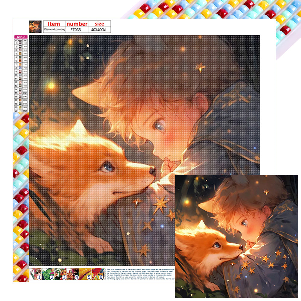 Diamond Painting - Full Square - little boy and fox (40*40CM)