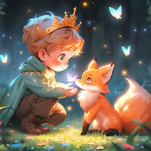 Load image into Gallery viewer, AB Diamond Painting - Full Round - little boy and fox (40*40CM)
