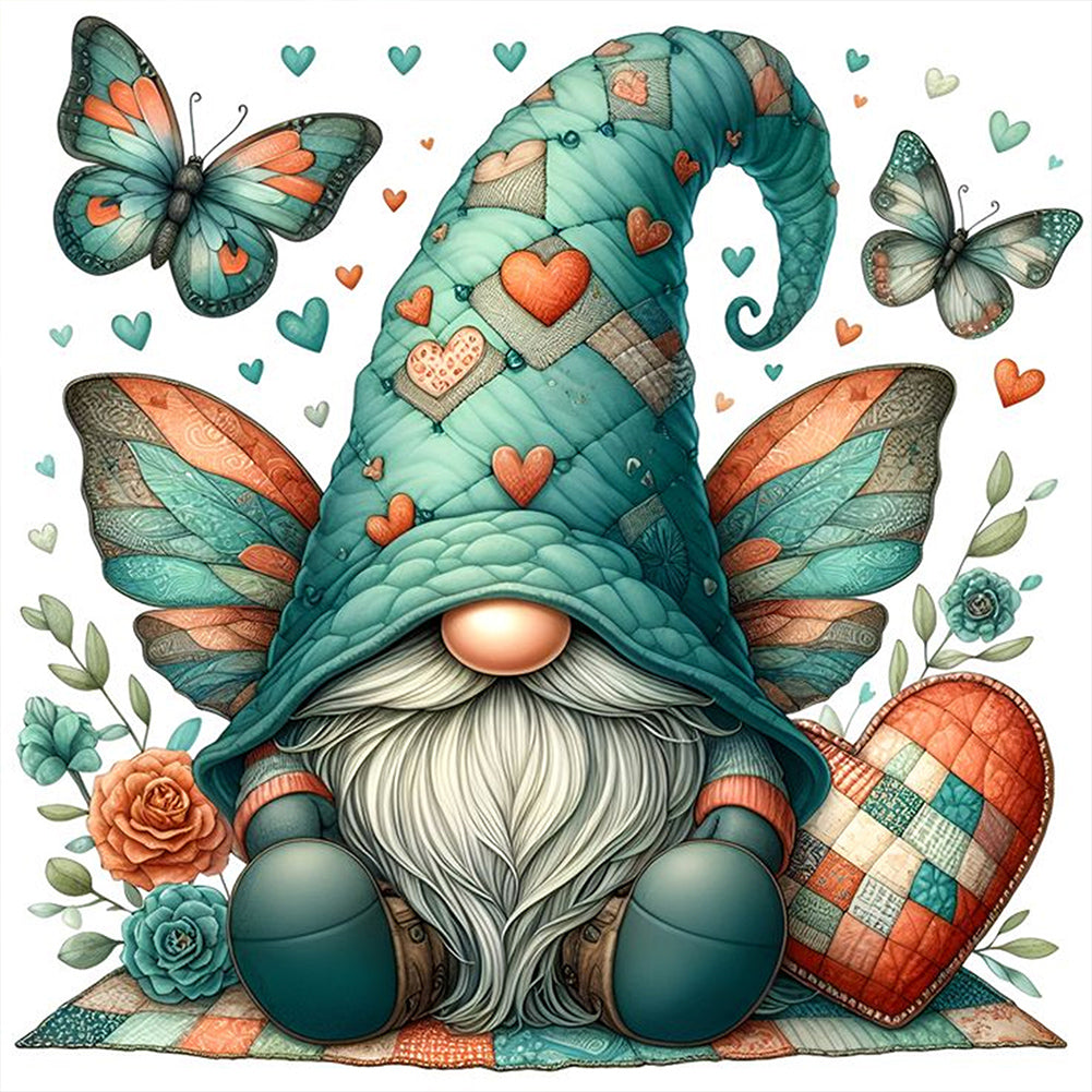 Diamond Painting - Full Round - butterfly gnome (30*30CM)