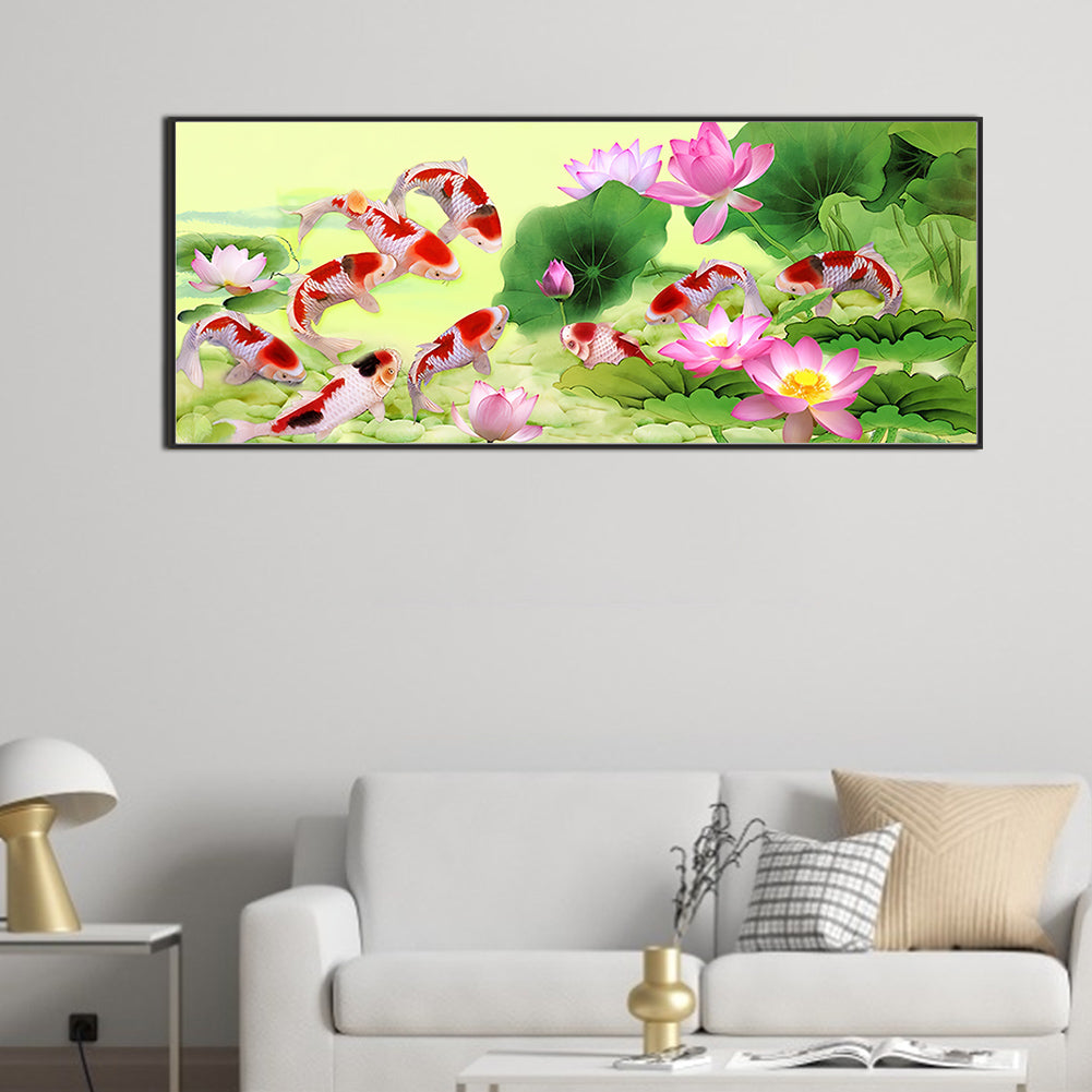 Diamond Painting - Full Round - lotus koi (105*45CM)