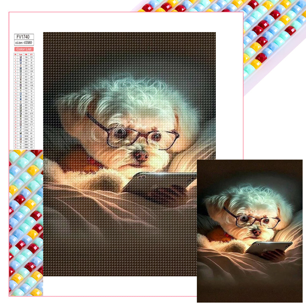 Diamond Painting - Full Square - reading puppy (45*60CM)
