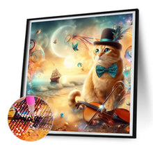 Load image into Gallery viewer, Diamond Painting - Full Round - Kitten in top hat and violin (30*30CM)
