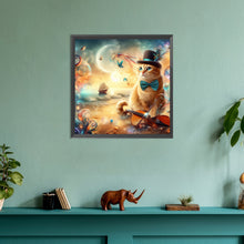 Load image into Gallery viewer, Diamond Painting - Full Round - Kitten in top hat and violin (30*30CM)
