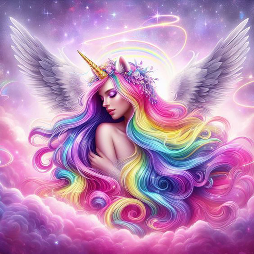 Diamond Painting - Full Round - rainbow unicorn girl (30*30CM)