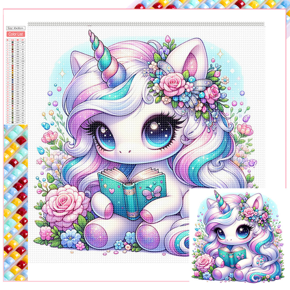 Diamond Painting - Full Square - Reading Unicorn (30*30CM)