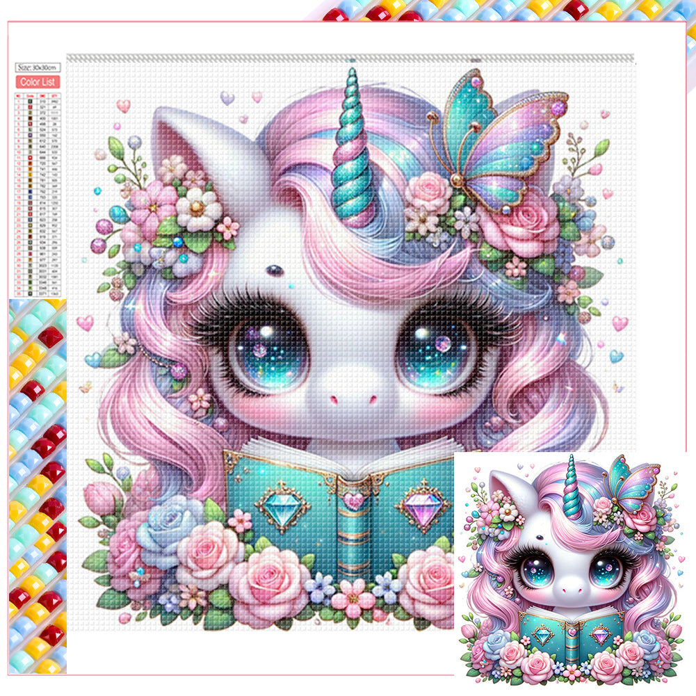 Diamond Painting - Full Square - Reading Unicorn (30*30CM)