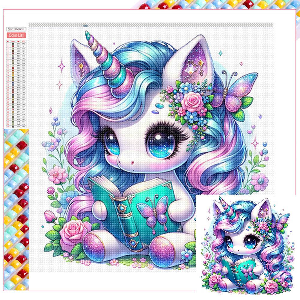 Diamond Painting - Full Square - Reading Unicorn (30*30CM)