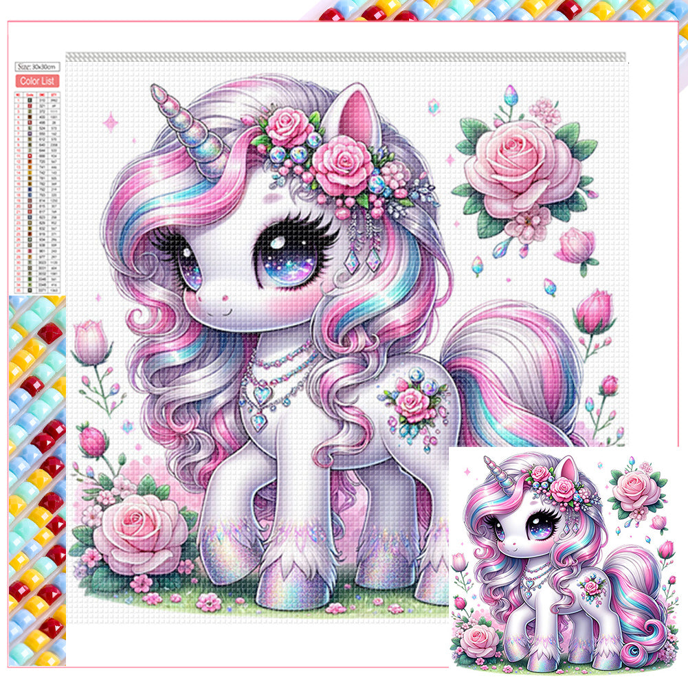 Diamond Painting - Full Square - black and white unicorn (30*30CM)