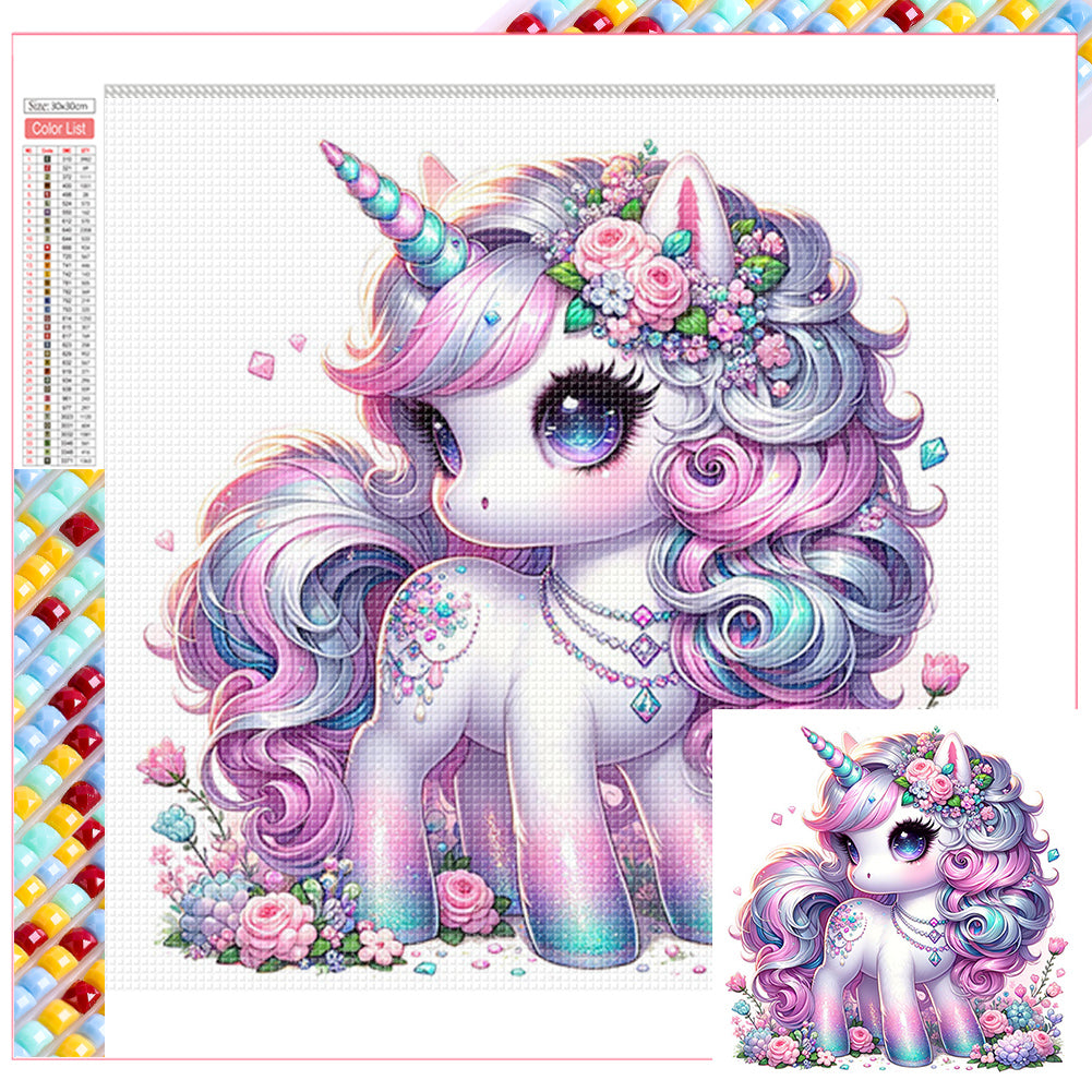 Diamond Painting - Full Square - black and white unicorn (30*30CM)