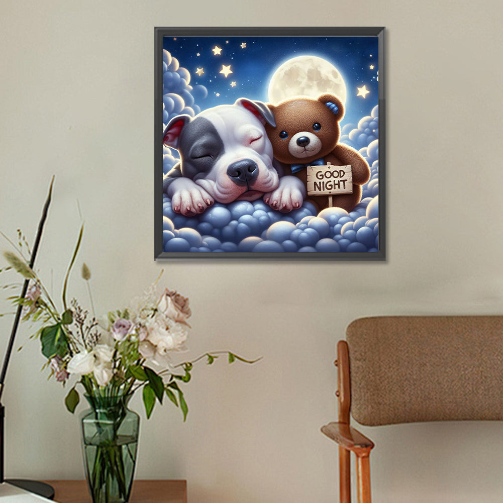Diamond Painting - Full Round - Good night bear and puppy (30*30CM)