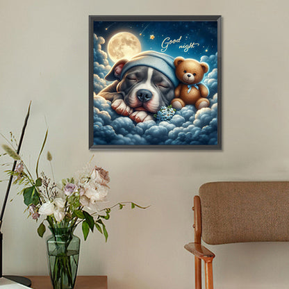 Diamond Painting - Full Round - Good night bear and puppy (30*30CM)