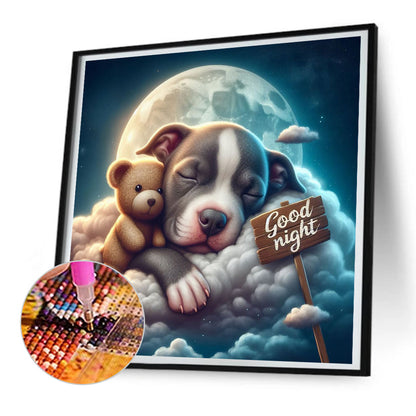 Diamond Painting - Full Round - Good night bear and puppy (30*30CM)
