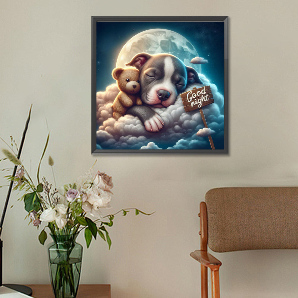 Diamond Painting - Full Round - Good night bear and puppy (30*30CM)